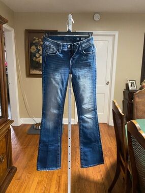 Miss Me Blue Flare Jeans with Faded Front